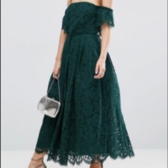 ASOS PETITE Off The Shoulder Lace Midi Dress - Picture 3 of 8